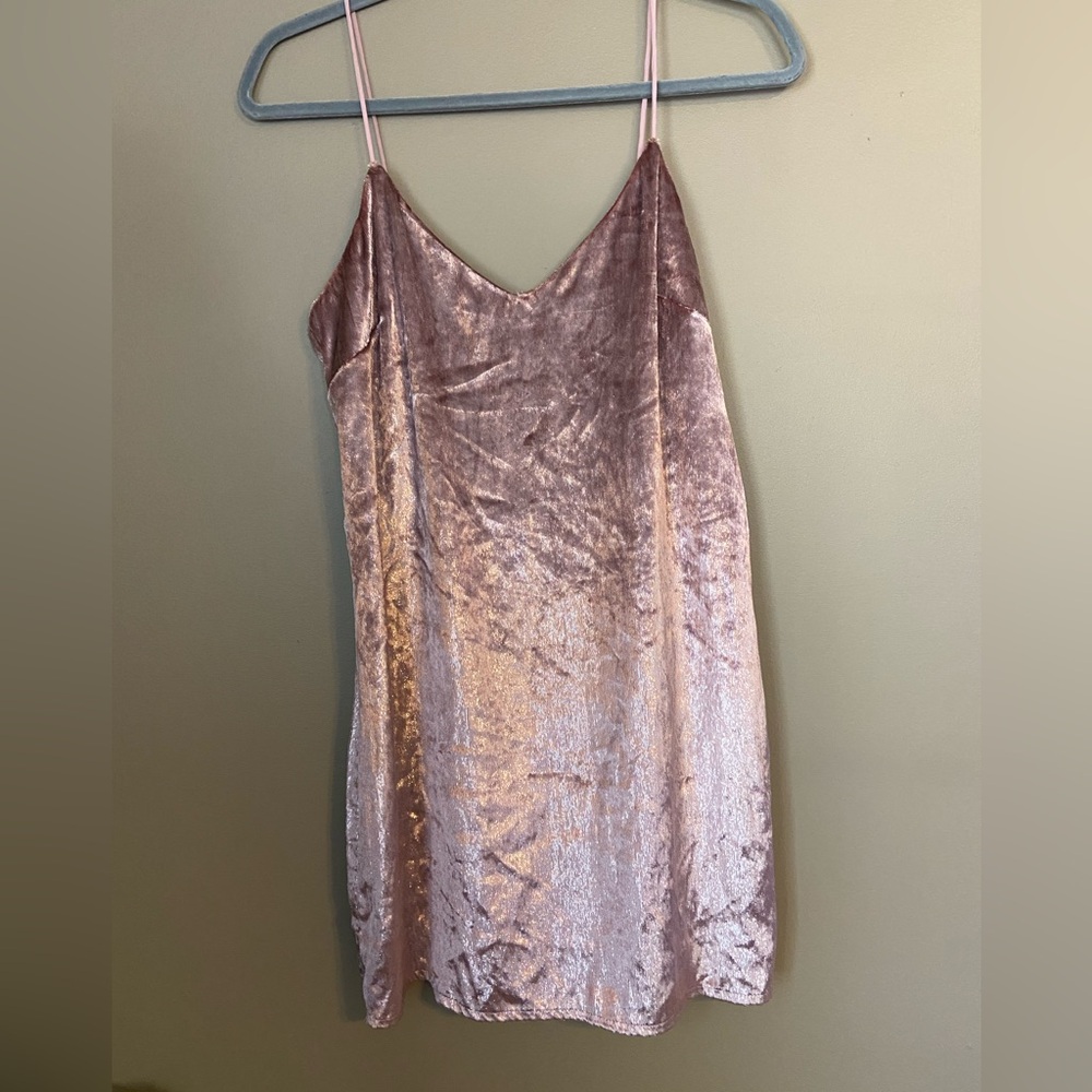 Top shop, pink velvet looking spaghetti strap dress, size 6